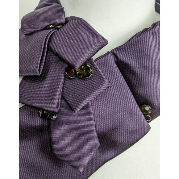 Ogsplosh Formal Beaded Ascot Tie Made From Repurposed Purple Necktie & Beads - Picture 3 of 7